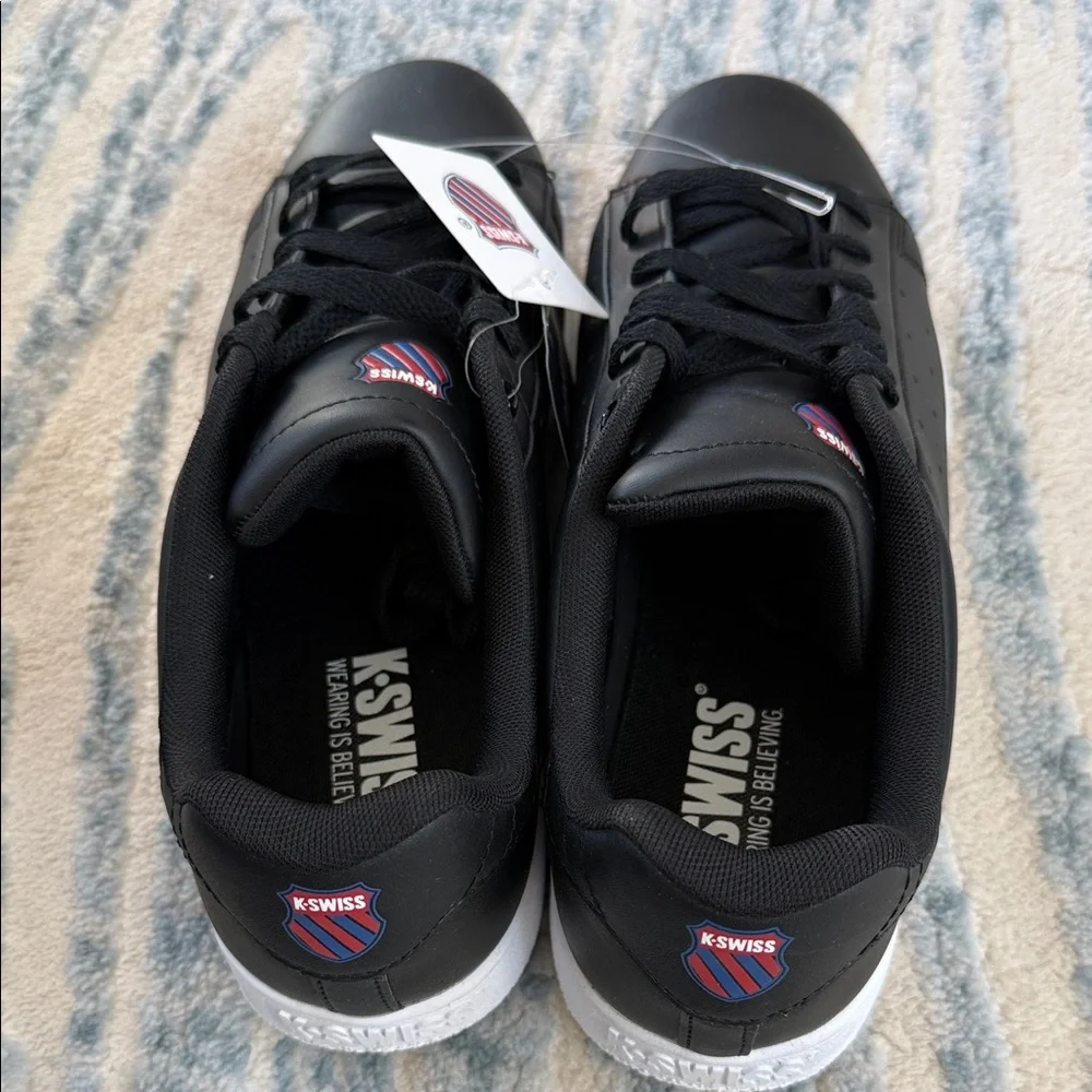 NWT Men's Black K-Swiss Low-Top Casual Sneaker with White Sole Size 10